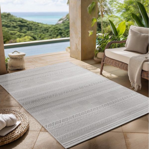 Carpettex Outdoorteppich Boho Design, Läufer, Höhe: 5 mm, Outdoor Teppich Wetterfest Modern Design Wohnzimmer Küchen Terrasse