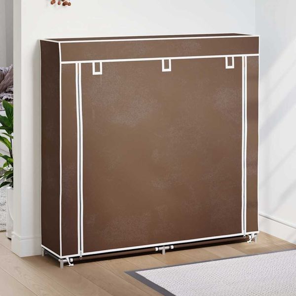 vidaXL Stoff Schuhschrank mit Abdeckung 115 x 28 x 110 cm Braun 240494