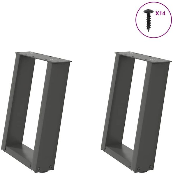 vidaXL Couchtischbeine U-Form 2 Stk. Anthrazit 38x(42-43) cm Stahl 4012762