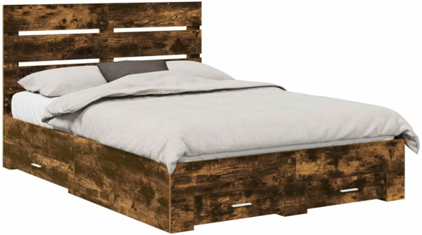 vidaXL Bettrahmen Geräucherte Eiche 140 x 200 cm Holzwerkstoff 3411968