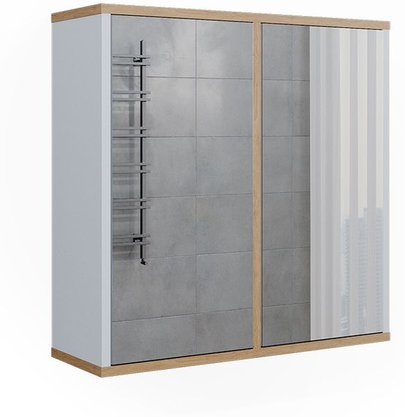 Badspiegelschrank Didi Weiß/Artisan 60 x 60 cm mit zwei Spiegeltüren Vicco