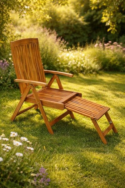 DEGAMO Gartenstuhl MARACANA, mit Relaxfunktion: klappbar + verstellbar, Fussteil ausziehbar, Akazie