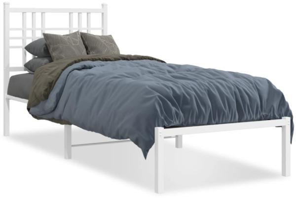 vidaXL Metallbett ohne Matratze mit Kopfteil Weiß 75x190 cm 376363