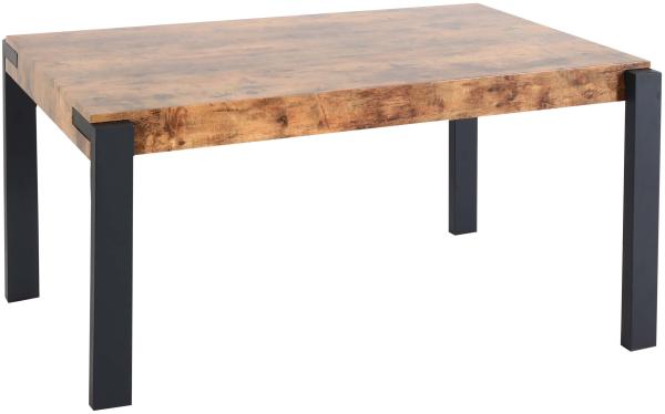 Esstisch HWC-L53, Tisch Küchentisch Esszimmertisch, Industrial Metall 140x80cm ~ dunkle Wildeiche Bild 8
