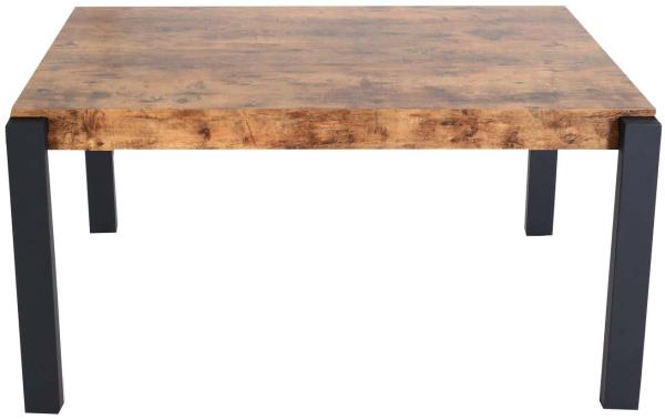 Esstisch HWC-L53, Tisch Küchentisch Esszimmertisch, Industrial Metall 140x80cm ~ dunkle Wildeiche Bild 6