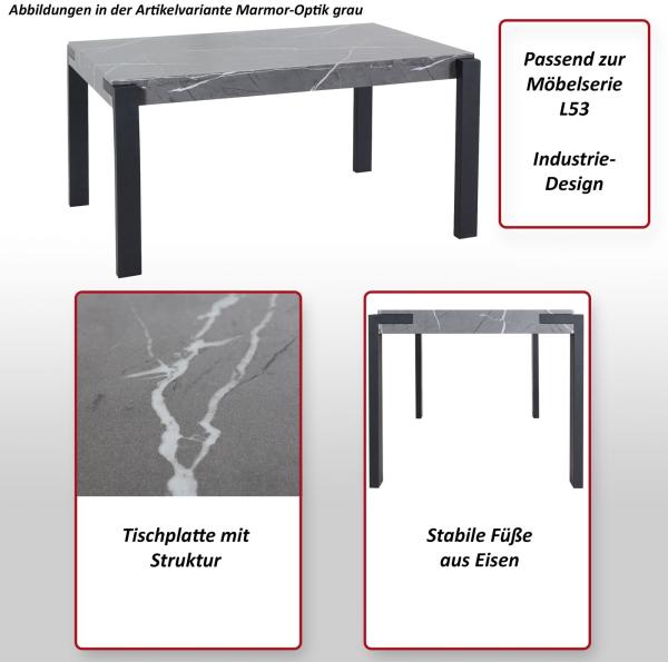 Esstisch HWC-L53, Tisch Küchentisch Esszimmertisch, Industrial Metall 140x80cm ~ dunkle Wildeiche Bild 2
