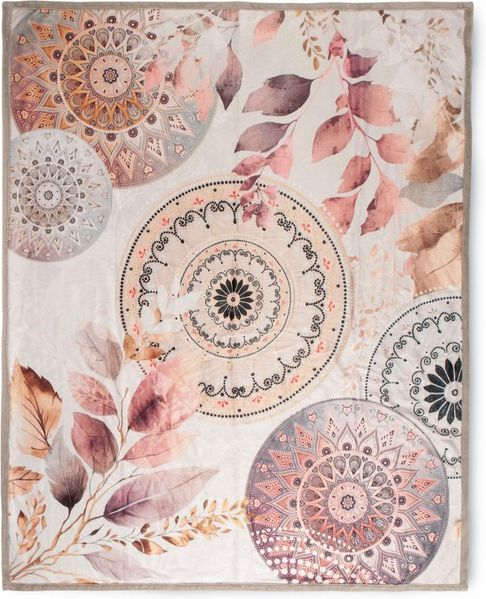 hip Polyvelvet Kuscheldecke 130 X 160 cm Afina mandalas & leaves grau