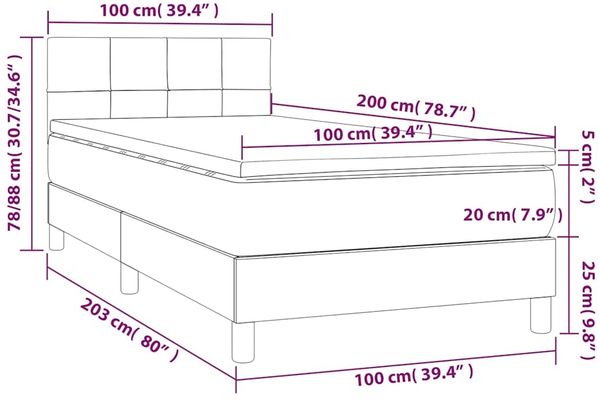 vidaXL Polsterbett mit Matratze & LED Dunkelgrün 100x200 cm Samt Bild 9