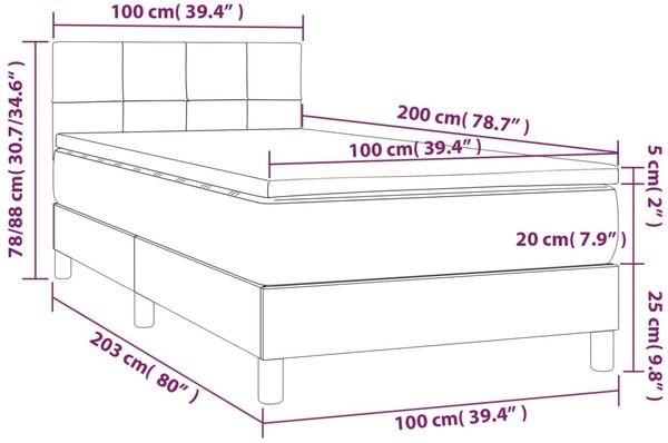 vidaXL Polsterbett mit Matratze & LED Dunkelgrün 100x200 cm Samt Bild 8