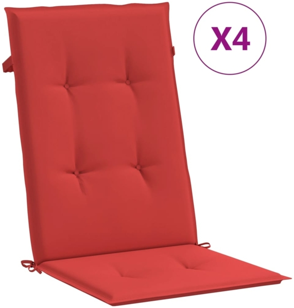 vidaXL Gartenstuhlauflagen für Hochlehner 4 Stk. Rot 120x50x3 cm Stoff 43188