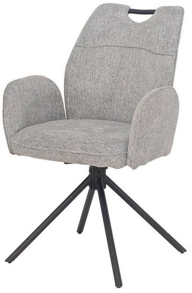 Massivart® Polsterstuhl drehbar 360 Grad, Esszimmerstuhl mit Armlehnen, »CARINA«, Webstoff • Metallgestell schwarz • komfortabel gepolstert