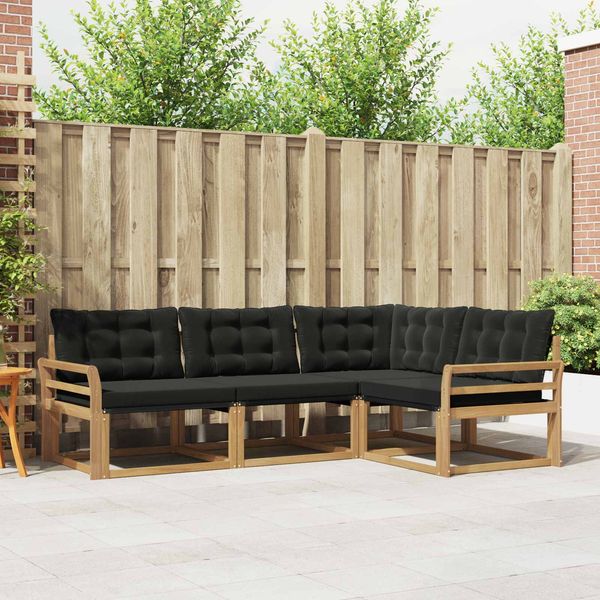 vidaXL Outdoor-Sofagarnitur mit Kissen 4 pcs Weiß und Schwarz 3388638