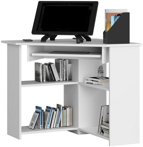 Home Collective Eckschreibtisch Eckschreibtisch Schreibtisch Computertisch mit Tastaturablage klein, 80 x 80 x 74 cm ideal für Kinderzimmer und Heimbüro weiß