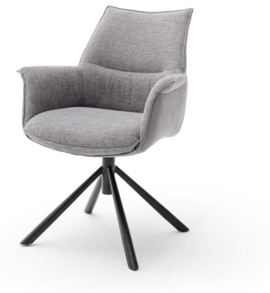 2er Set 4-Fuß-Stuhl Konya mit Armlehne - Grau