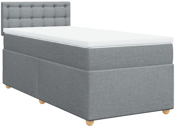 vidaXL Boxspringbett mit Matratze Hellgrau 90x200 cm Stoff 3288877 Bild 3