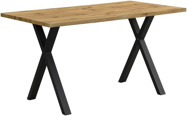 Esstisch, Design mit gekreuzten Beinen, rechteckiger Esstisch, Couchtisch, moderner, einfacher Esstisch aus Schmiedeeisen, L140*B80*H76cm,Eiche+schwarz[OLD SKU:N634P243368A] Bild 7
