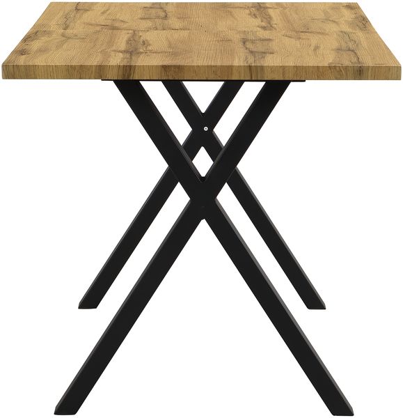 Esstisch, Design mit gekreuzten Beinen, rechteckiger Esstisch, Couchtisch, moderner, einfacher Esstisch aus Schmiedeeisen, L140*B80*H76cm,Eiche+schwarz[OLD SKU:N634P243368A] Bild 6
