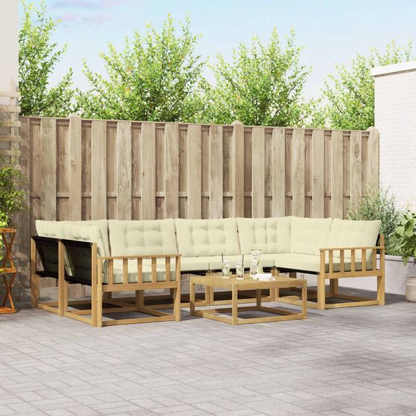 vidaXL Outdoor-Sofagarnitur 7 pcs Weiß und Creme 79 x 79 x 37 cm 3388464