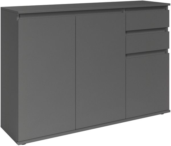 Sideboard >Brest< 3 Türen, 2 Schübe, in anthrazit - 119x84x35cm (BxHxT)