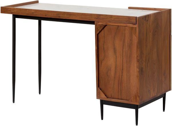 Schreibtisch Akazie 120x47x77 natur lackiert / Marmor weiß KARLSTAD #18 Bild 10