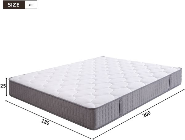 Merax Taschenfederkernmatratze 180x200cm, 25 cm hoch, 7-Zonen Federkernmatratze, ergonomische Matratze, Taschenfederkern Härtegrad H3 Bild 4