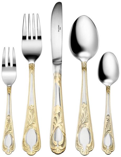 Karcher Besteck-Set Boston 72-teilig (72-tlg), Edelstahl, 72-teilig für 12 Personen, Edelstahl, dekorvergoldet