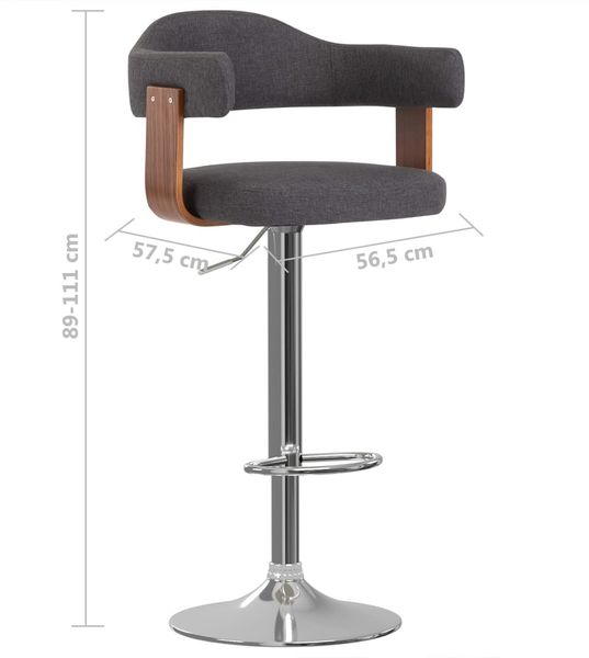 vidaXL 2 Stk. Barhocker Bugholz und Stoff Dunkelgrau 327338 Bild 8