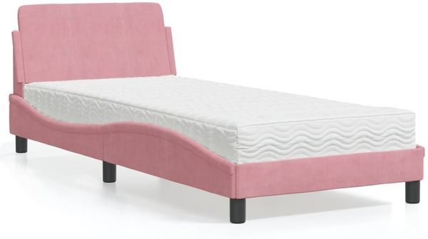 vidaXL Bett mit Matratze "Dover" Rosa 90x190 cm Samt 3208316