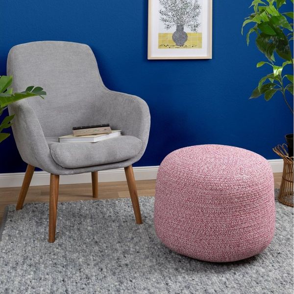Sitzkissen Bali Pouf, Farbe: Rosa meliert, Größe: 55 x 55 x 45 cm