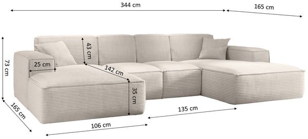 Kaiser Möbel Ecksofa Ecksofa, Eckcouch U form, SIENA stoff Poso Bild 2