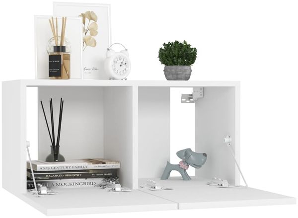 vidaXL 4-tlg. TV-Schrank-Set Weiß Spanplatte [3074453] Bild 4