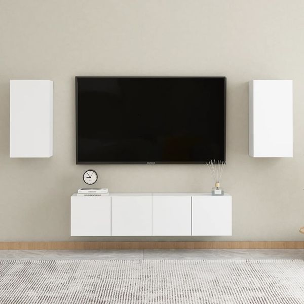vidaXL 4-tlg. TV-Schrank-Set Weiß Spanplatte [3074453]