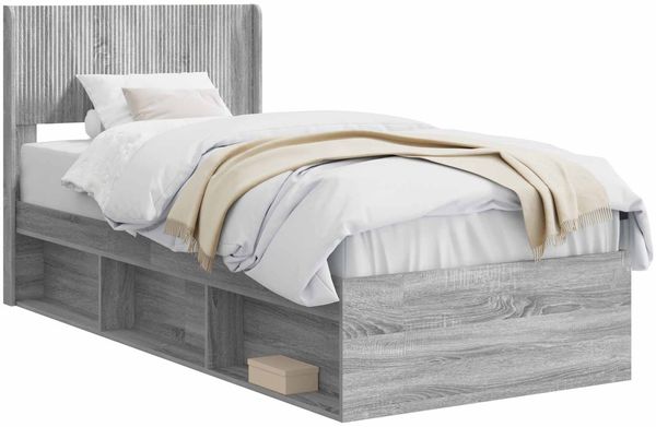 vidaXL Bettgestell mit Stauraum und Kopfteil Grau Sonoma 100 x 200 cm 3414248 Bild 2