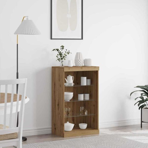 vidaXL LED-Sideboard Artisan-Eiche 60,5 x 37 x 100 cm Holzwerkstoff 863046