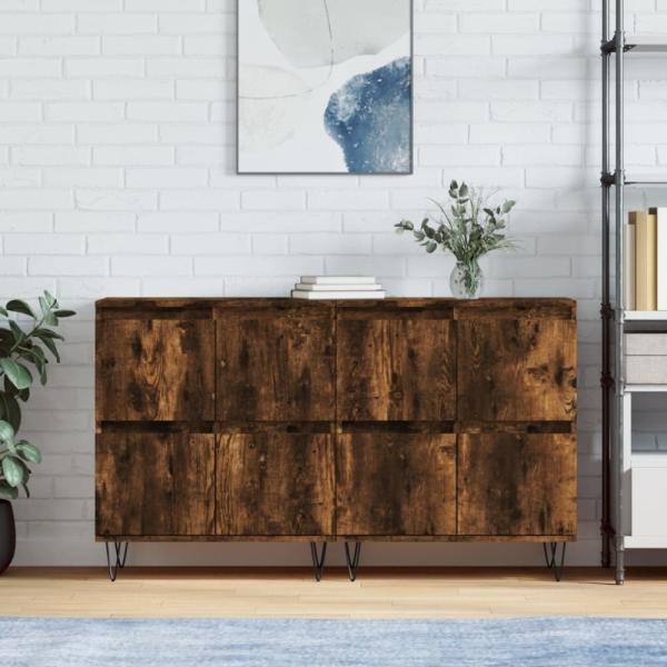 vidaXL Sideboards 2 Stk. Räuchereiche Holzwerkstoff 3190178