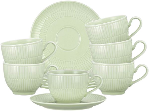 Seltmann Weiden Amina Kaffeetasse mit Untertasse 250 ml 6er-Set Seladon