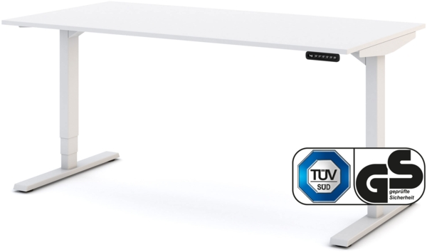 ASSMANN Elektrisch höhenverstellbarer Schreibtisch Y-Line 180x80cm Signalweiß Signalweiß Metall Holz Melaminoberfläche