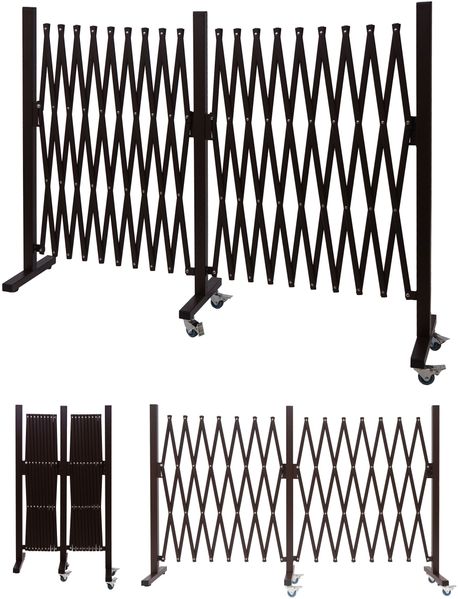 Mendler Absperrgitter HWC-B34, Zaun Scherengitter Trenngitter, Alu ausziehbar Laufrollen braun ~ Höhe 109cm, Breite 60-530cm