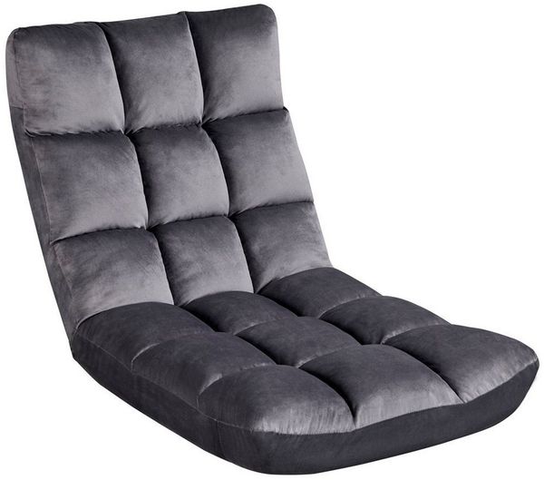 Yaheetech Bodenstuhl Faltbar, Lazy Sofa, Relaxsessel klappbar, Meditationsstuhl, Bodensessel mit Verstellbarer Lehne, Lesesessel für Zuhause oder Büro Grau