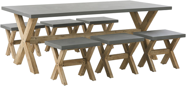 Gartentisch Set OLBIA Beton 200x100x75 cm Grau