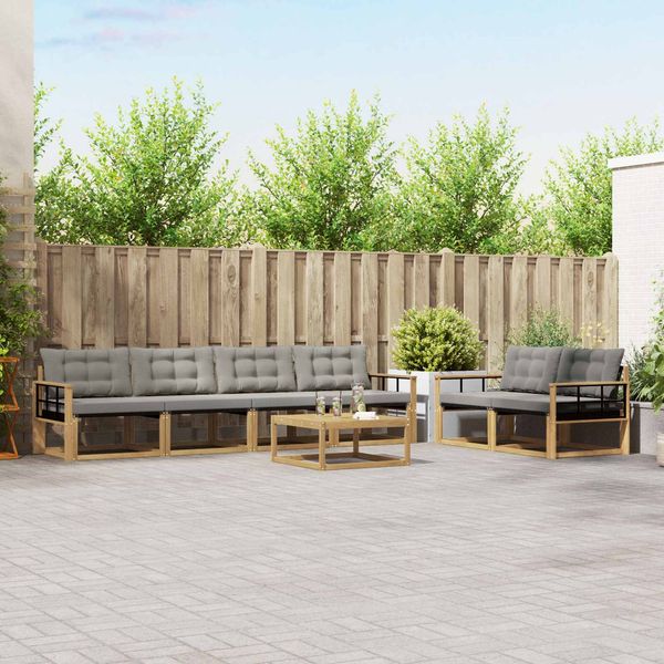vidaXL Outdoor-Sofagarnitur 7 pcs Weiß und Hellgrau 79 x 79 x 37 cm 3388449