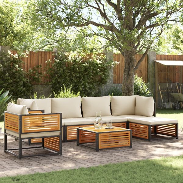 vidaXL 7-tlg. Garten-Sofagarnitur mit Kissen Massivholz Akazie 3214911