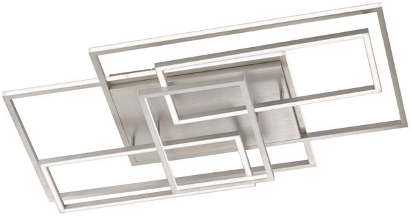 WOFI Leuchten LED-Deckenleuchte 'VISO', Metall silber, 97 x 9.5 x 60 cm, 3-Stufen dimmbar