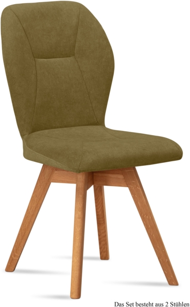 Esszimmerstuhl drehbar (2er-Set) Draga 51x92x60 Eiche geölt/Olivgrün