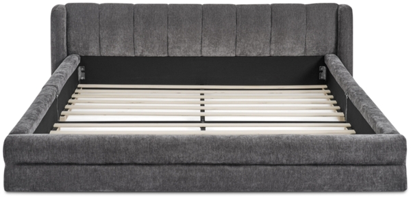 Doppelbett 140x200 cm Bettgestell Chenille Polsterstoff,stabiler Rahmen,ergonomisches Kopfteil,Dunkelgrau Bild 8