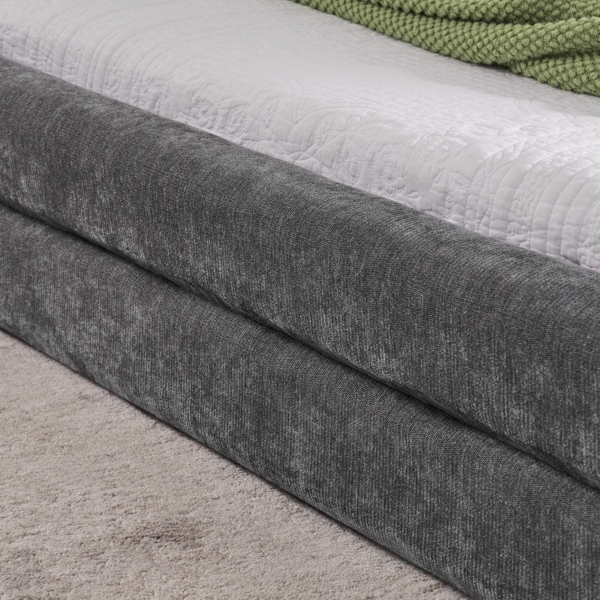 Doppelbett 140x200 cm Bettgestell Chenille Polsterstoff,stabiler Rahmen,ergonomisches Kopfteil,Dunkelgrau Bild 9