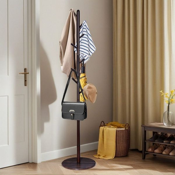 BlingBin Kleiderständer Kleiderständer Massivholz, Jackenständer Baumform, 8 Haken, (1 Stück, 1 St, 173 × 38 cm), für Jacken, Hüte, Taschen, für Flur, Schlafzimmer, Eingangsbereich