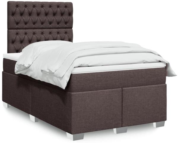 vidaXL Boxspringbett mit Matratze Dunkelbraun 120x200 cm Stoff 3292765