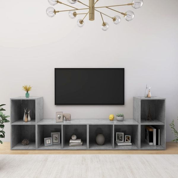 vidaXL TV-Schränke 4 Stk. Betongrau 72x35x36,5 cm Holzwerkstoff 3079974