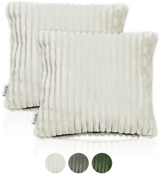 Lycce Dekokissen Kissenbezug Deluxe aus extra breitem, flauschigem Cordstoff 50x50cm